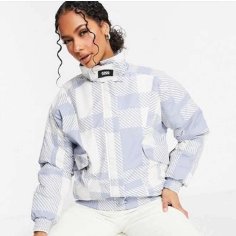 ASOS 4505 Ski Blue printed check puffer jacket